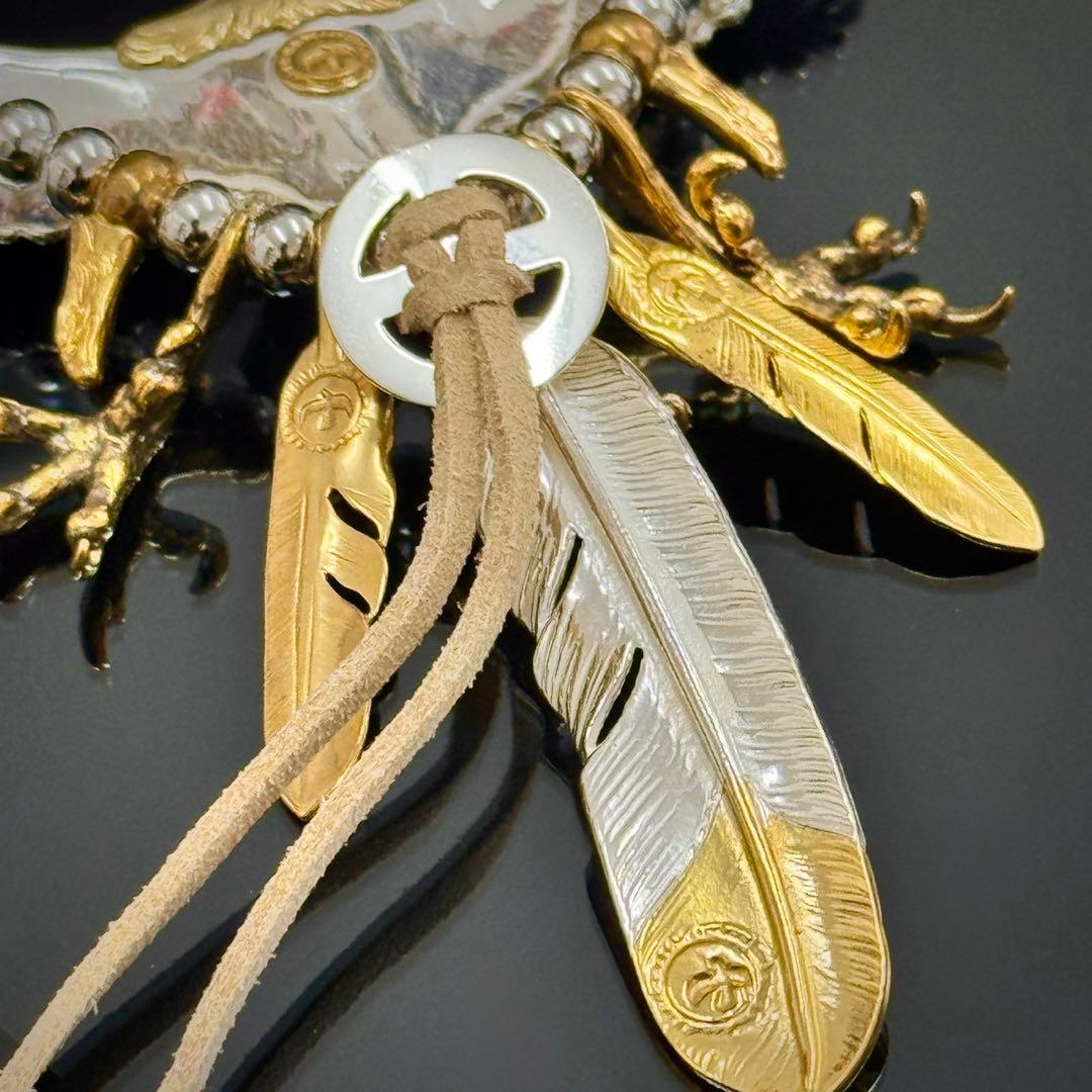 925特大イーグル 金爪先金フェザーセット！フェザーネックレス　登坂広臣キムタク