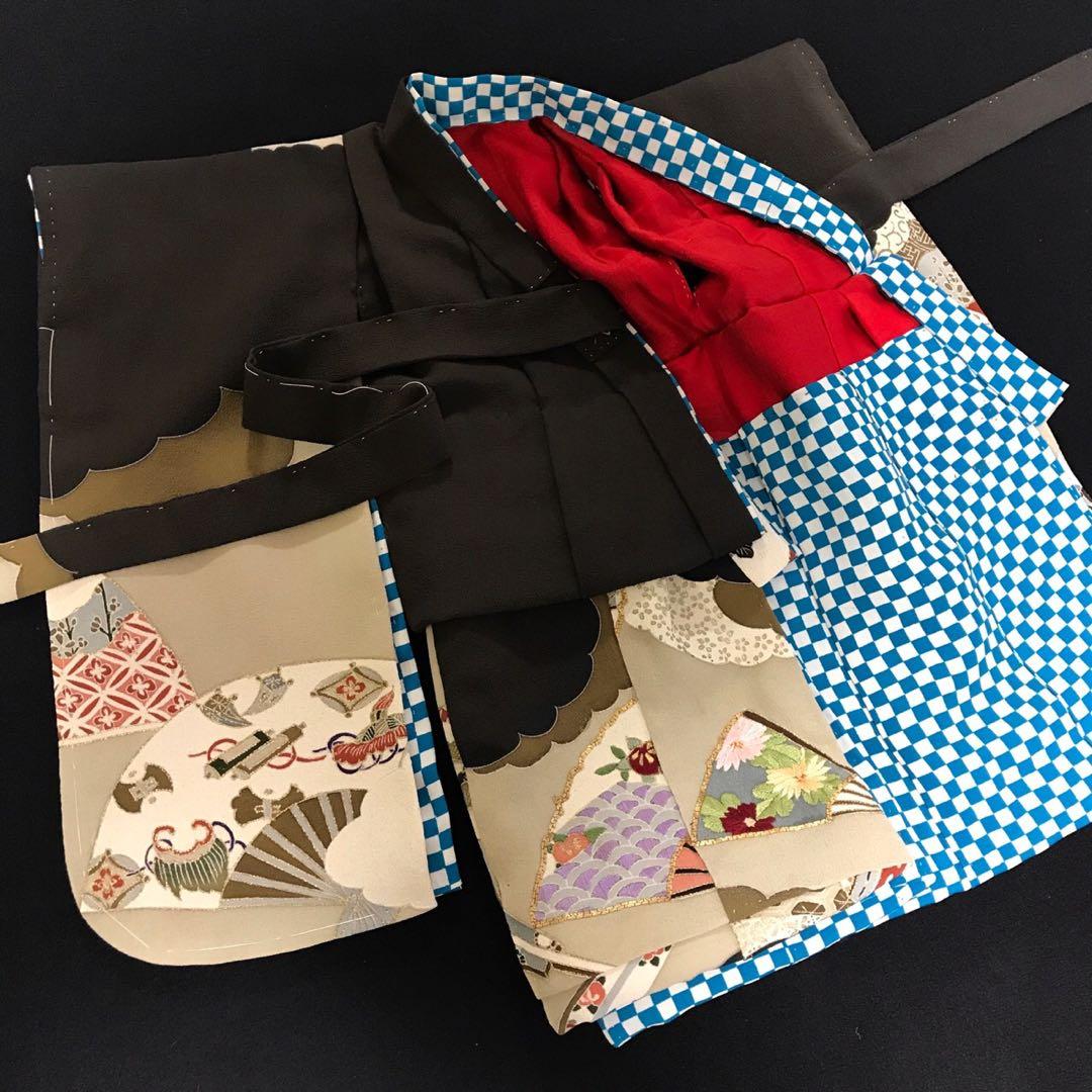 ＊ 市松人形 12号 アンティーク 黒留袖 着物 帯 ＊ 留袖 大正