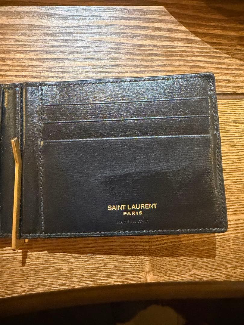 YSL 黒 レザー マネークリップ
