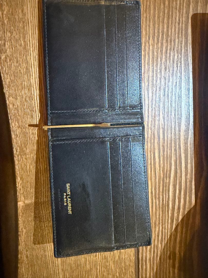 YSL 黒 レザー マネークリップ
