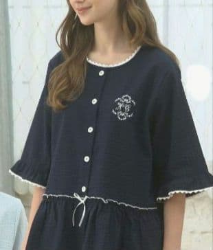 【新品】ナルエー　綿１００％サッカー　刺しゅうアクセント パジャマM〜L