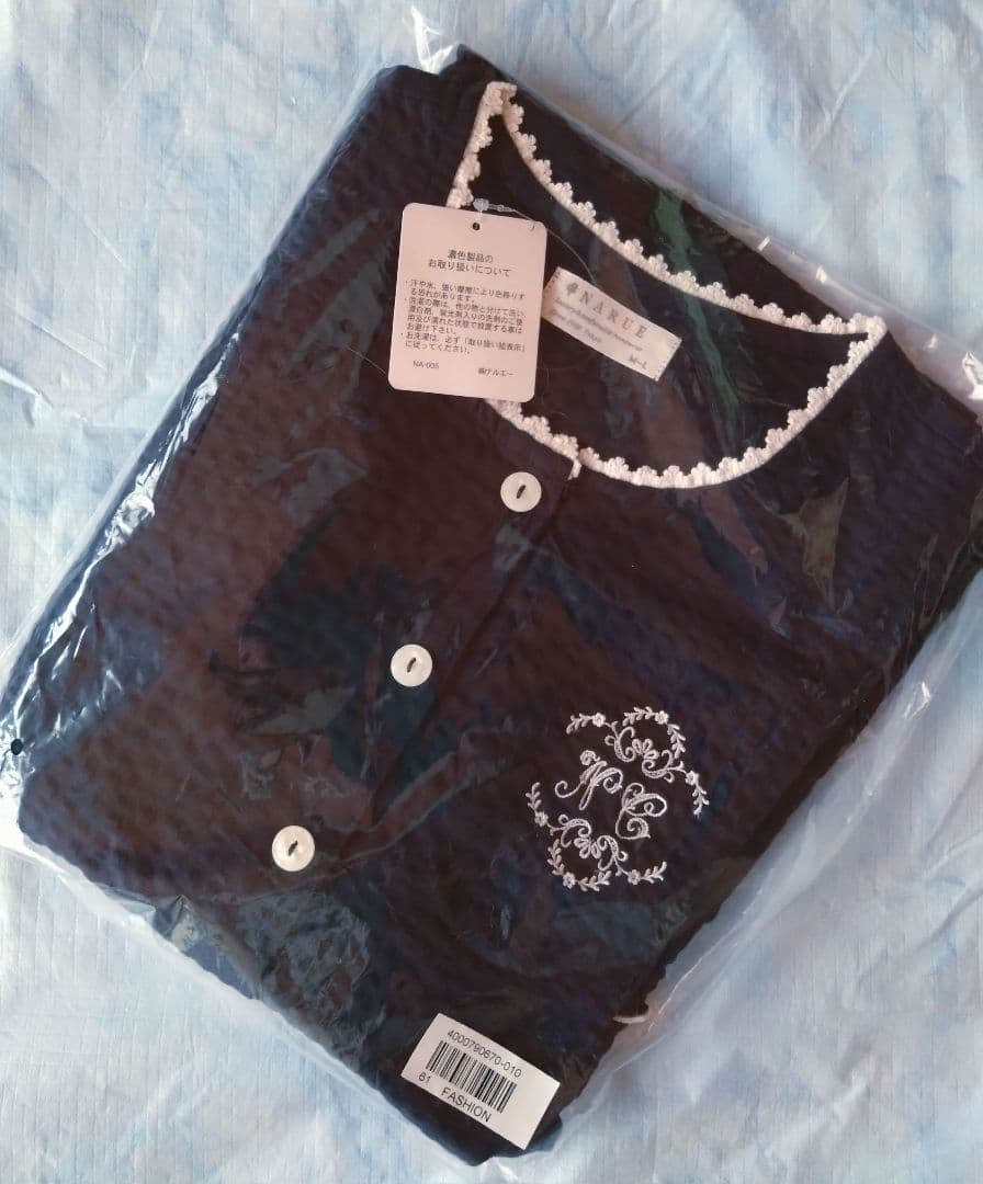 【新品】ナルエー　綿１００％サッカー　刺しゅうアクセント パジャマM〜L