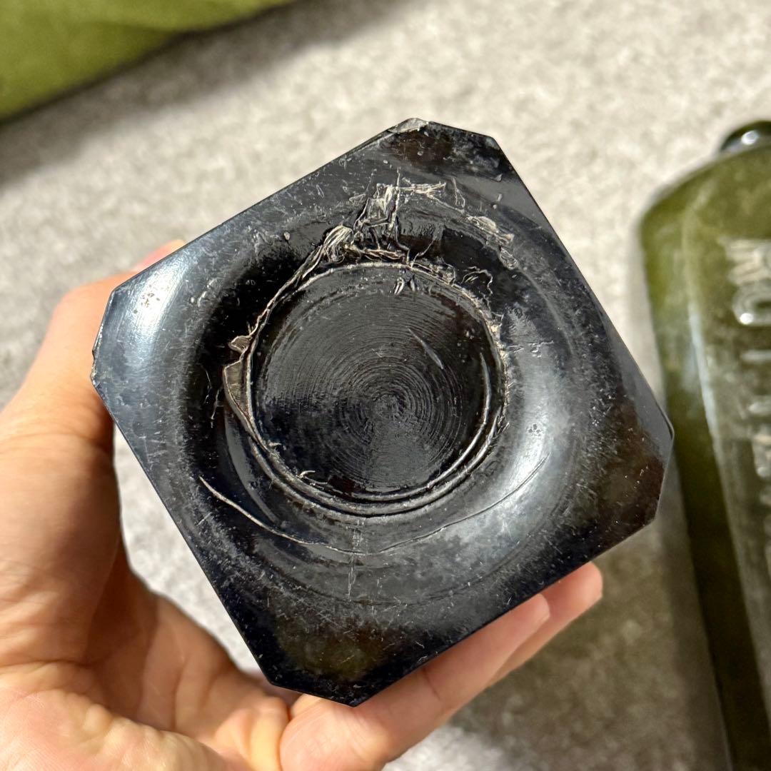 オランダ瓶　ジンボトル　骨董　古いガラス　ガラス瓶 角瓶　レトロ　ヴィンテージ