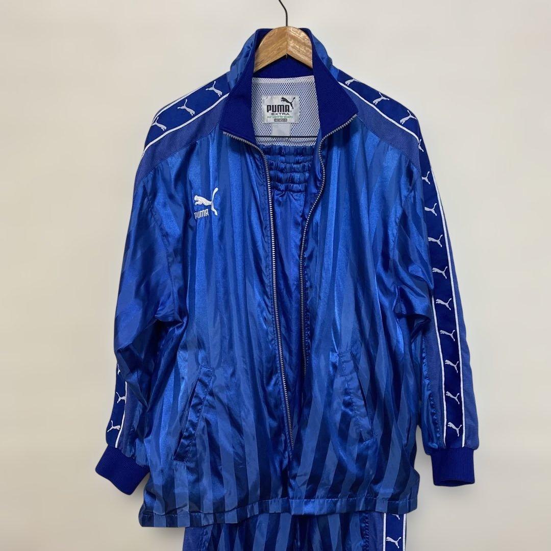 PUMA ナイロン　ジャージ　セットアップ　XL 青
