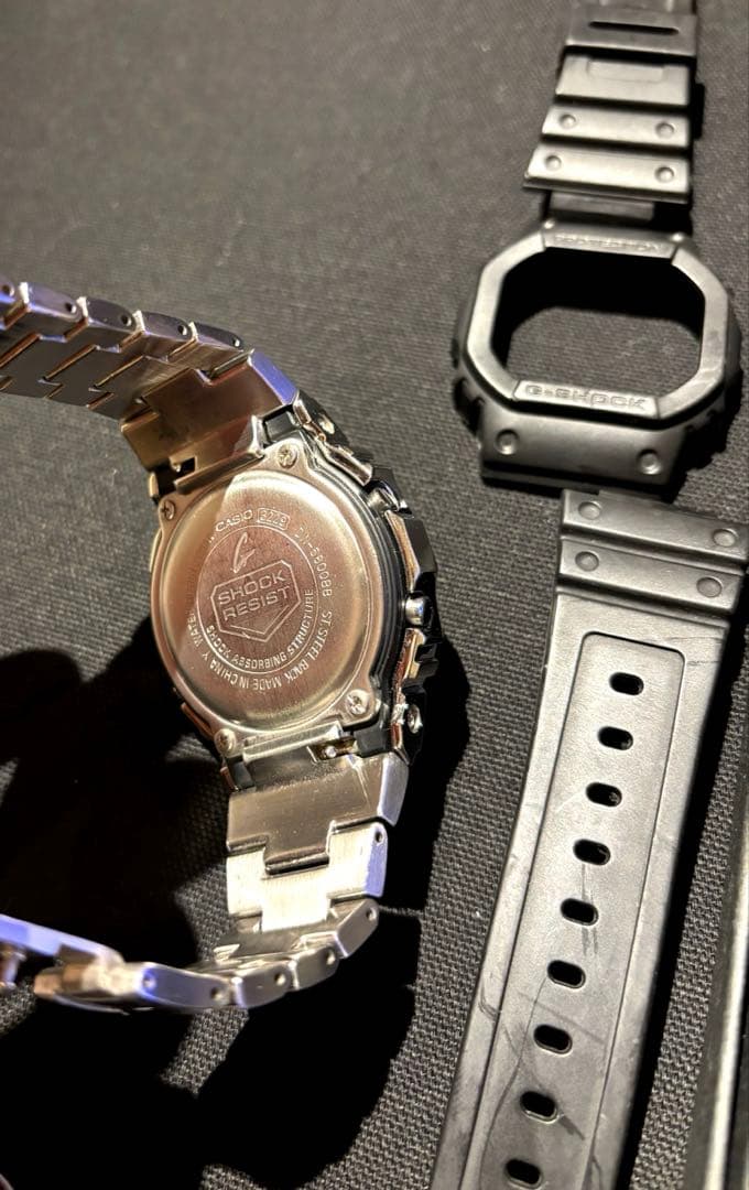 入*介様 【純正】Gショック5600 オールブラック　メタルバンド　反転液晶