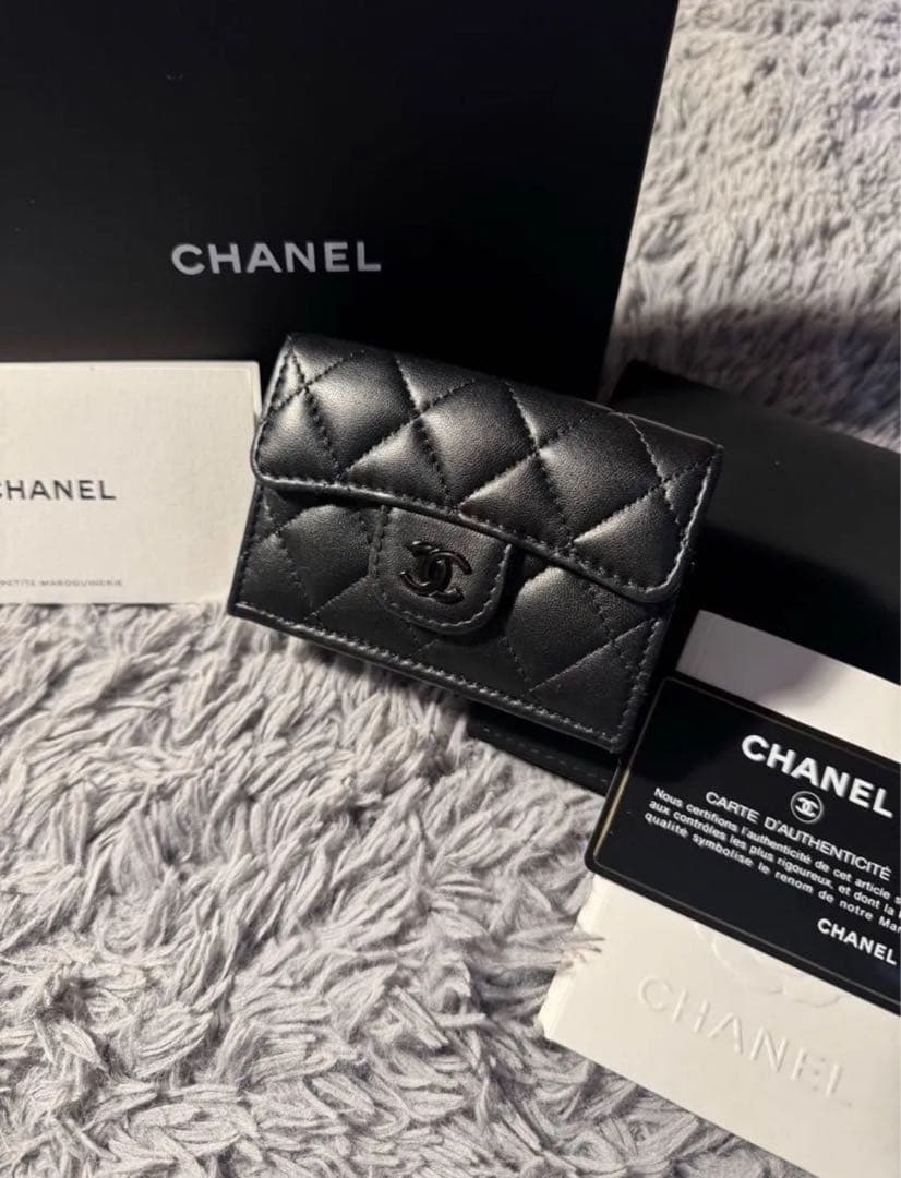 シャネル 財布 SOBLACK 三つ折り ラムスキン CHANEL ソーブラック