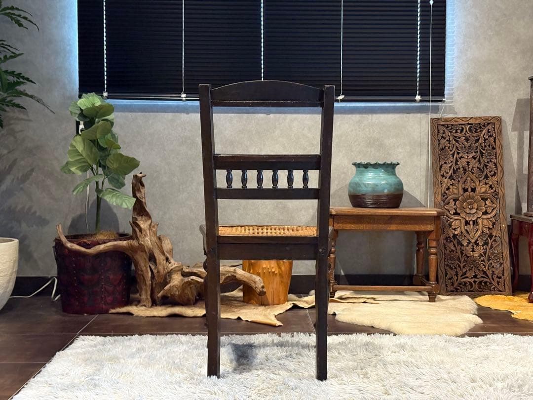 希少　フレンチクラシック　アンティークチェア　ヴィンテージ　無垢材　ラタン　IH