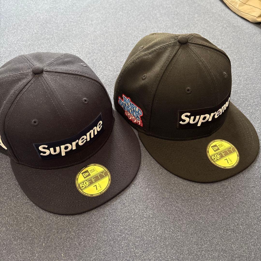 2個セット　Supreme 59FIFTY ブラックキャップ 7 1/2