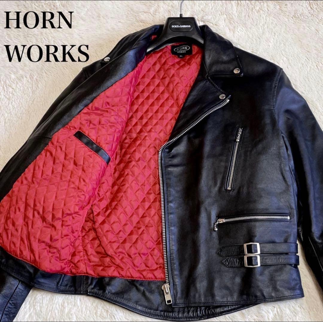 HORN WORKS UKダブルライダースジャケット ブラック L ロンジャン