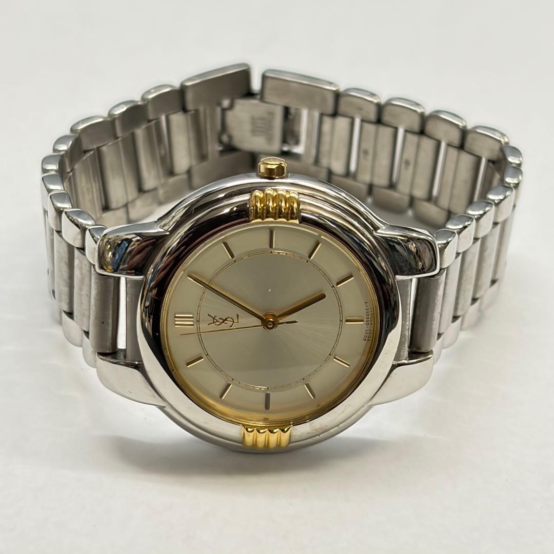 中古美品 新品電池 YSL イヴサンローラン ユニセックス腕時計 アイボリー
