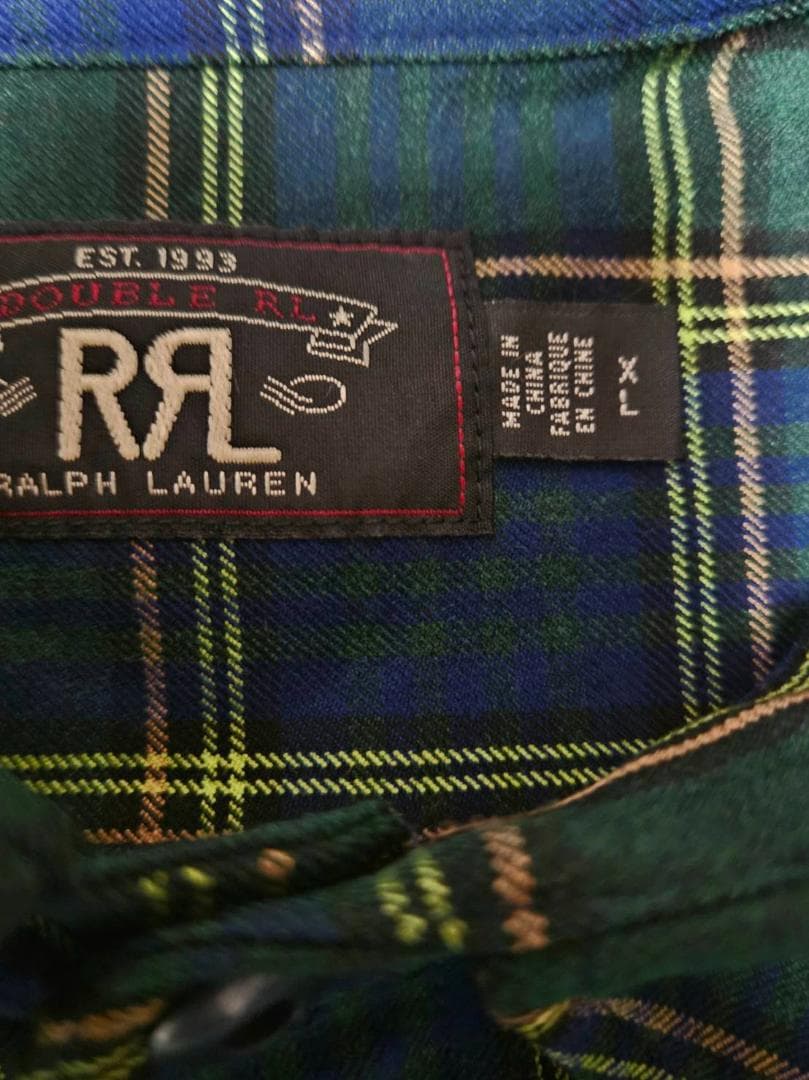 menzo92送DOUBLE RLアーカン チェック長袖ネルシャツ（XL)