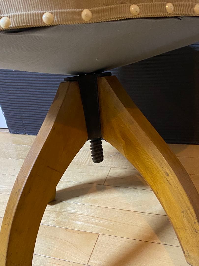 ウッドチェア　回転椅子　レトロモダン　1930〜40年代　日本製　昇降式