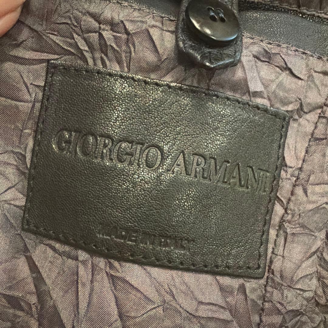【新品】GIORGIO ARMANI 黒タグ レザーテーラードジャケット