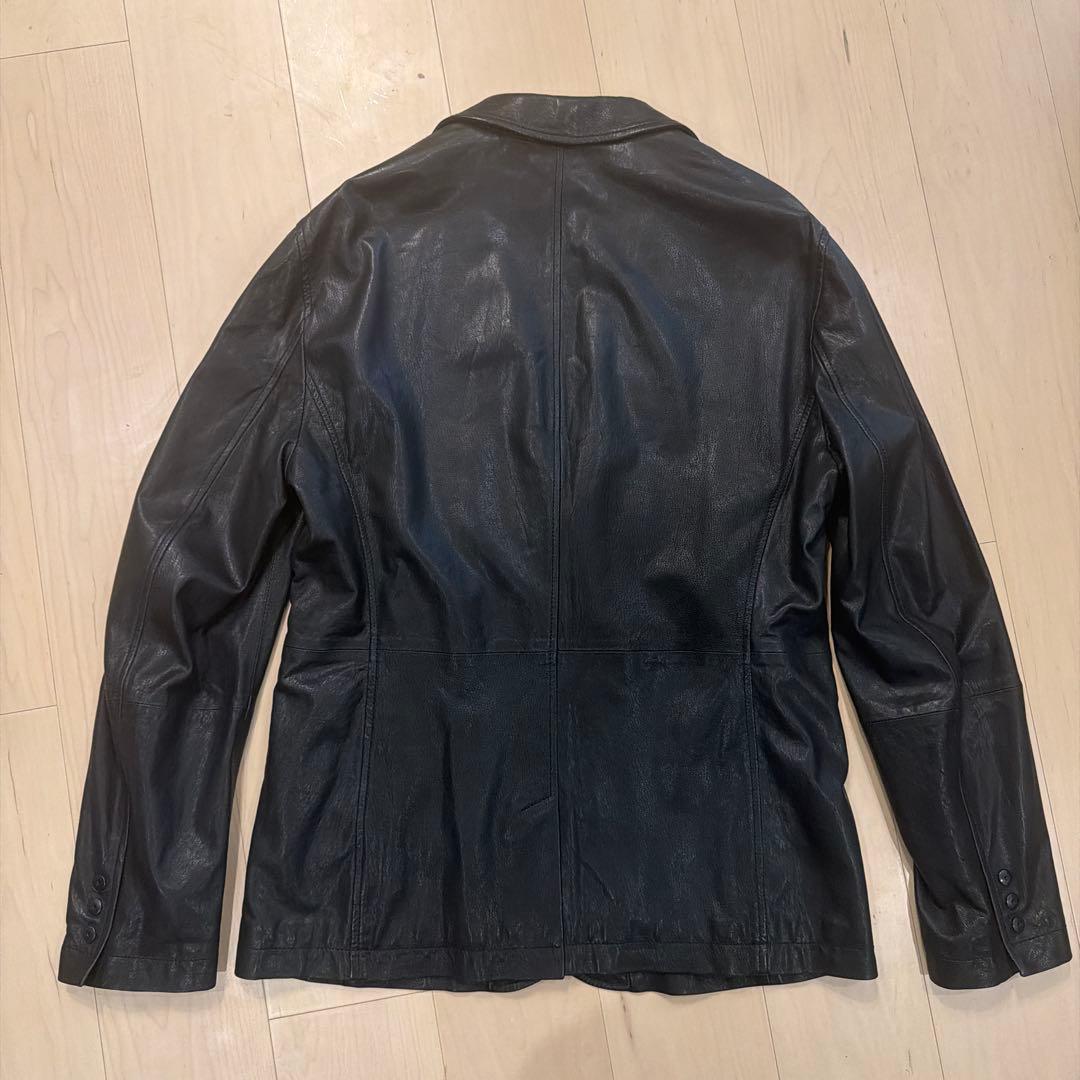 【新品】GIORGIO ARMANI 黒タグ レザーテーラードジャケット