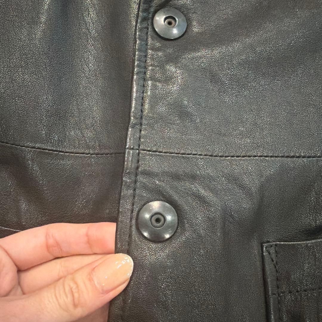 【新品】GIORGIO ARMANI 黒タグ レザーテーラードジャケット