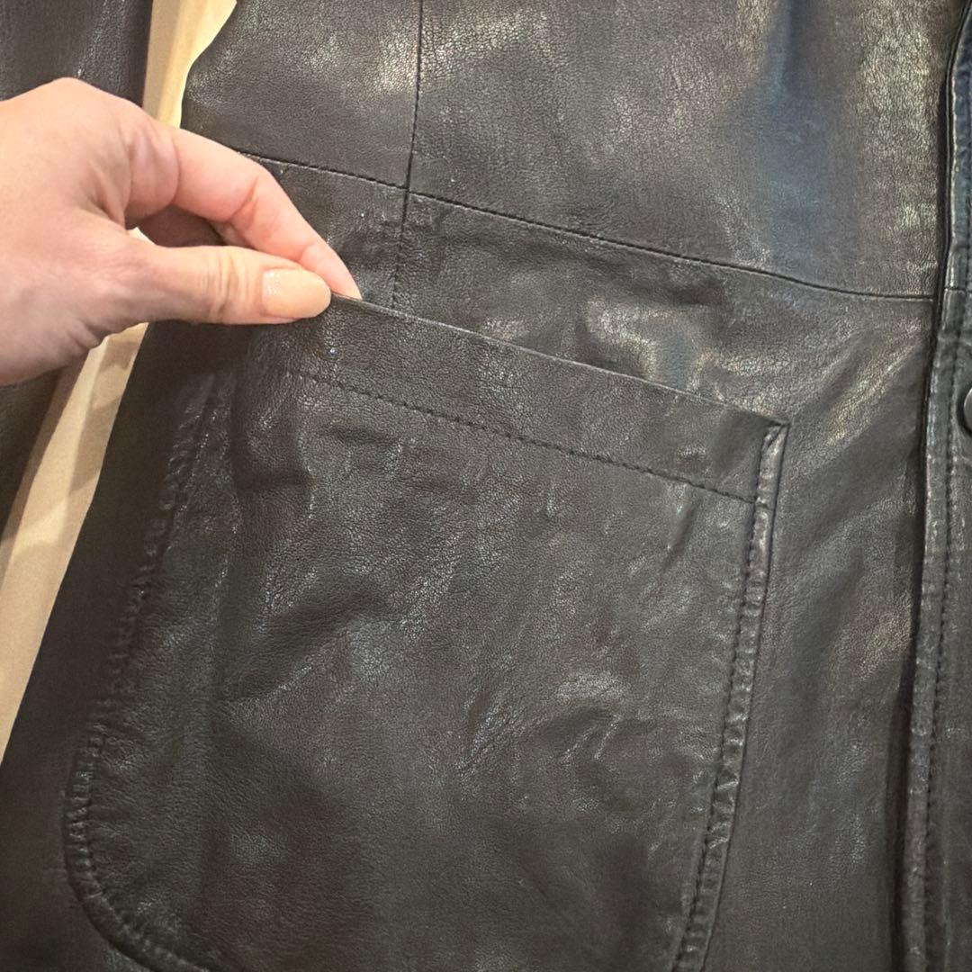 【新品】GIORGIO ARMANI 黒タグ レザーテーラードジャケット