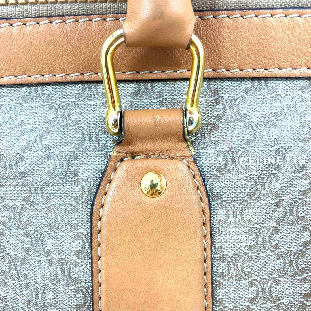 CELINE ボストンバッグ 手提げ ホワイトマカダム柄 トリオンフ 大容量