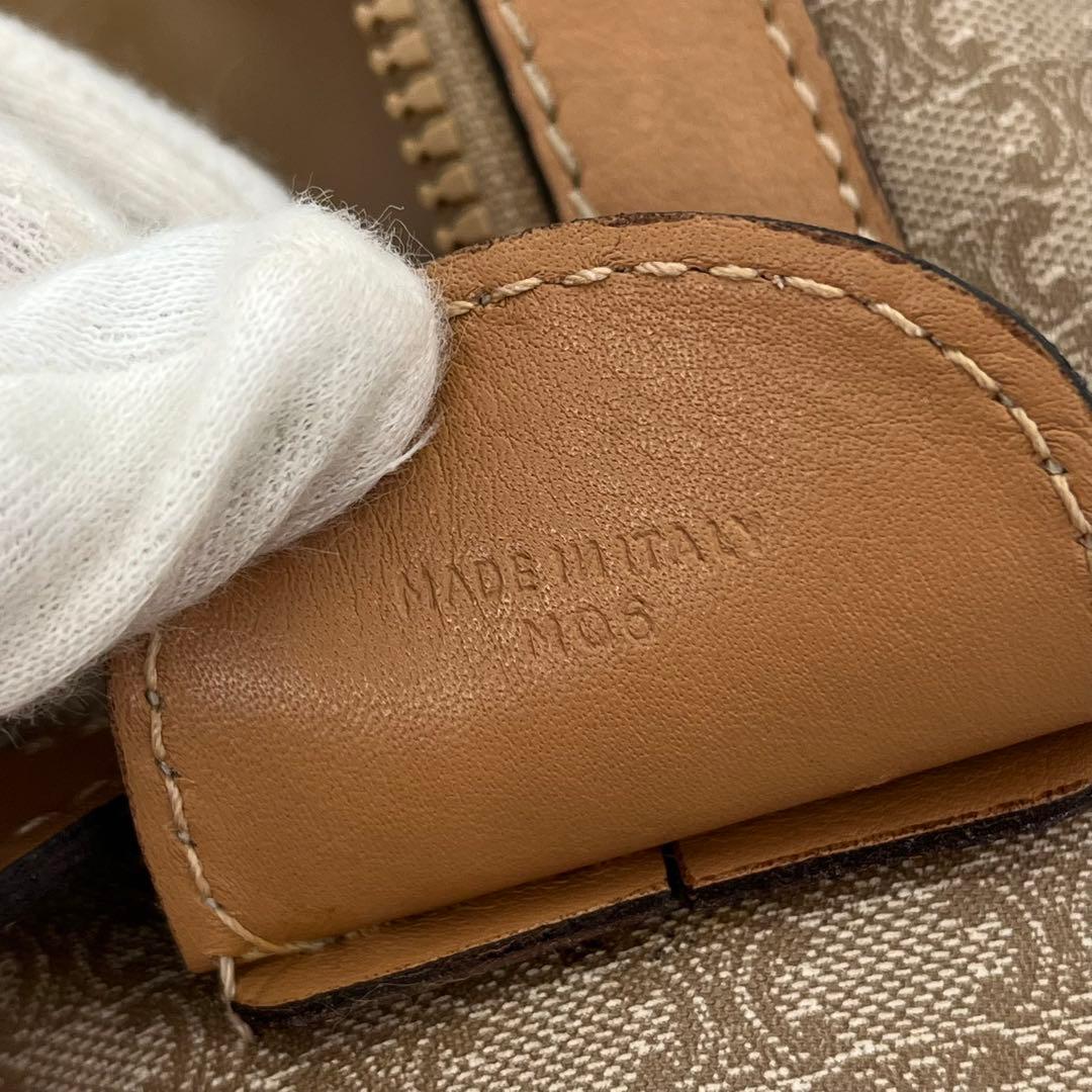 CELINE ボストンバッグ 手提げ ホワイトマカダム柄 トリオンフ 大容量