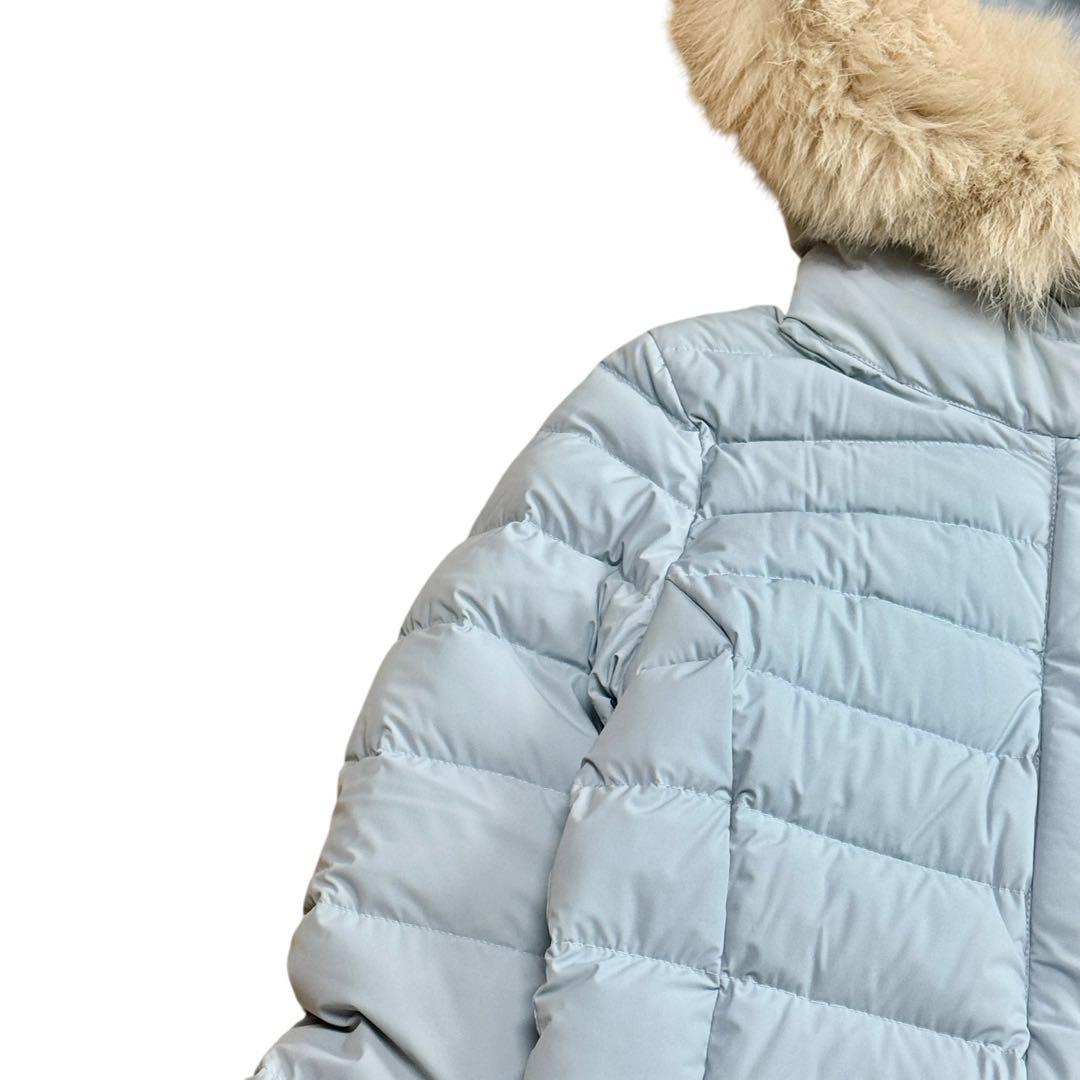 R*I様 良品 MaxMara ストレッチ ダウンコート水色 フーデット ファー