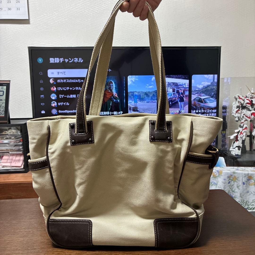 ロエベ LOEWE マザーズバッグキャンバス レザー アナグラム ブラウン