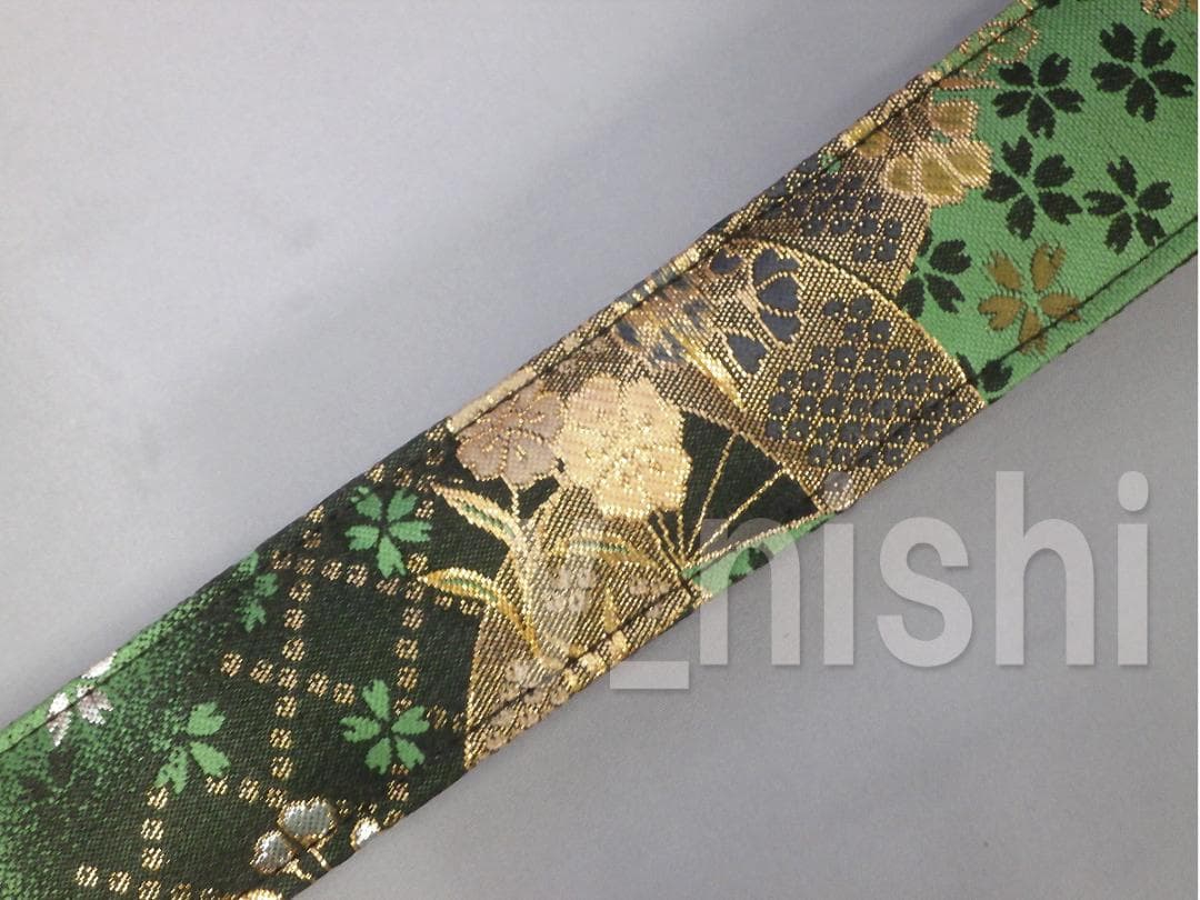 カメラストラップ 和柄 扇柄 黒/緑 カメラ用ネックストラップ