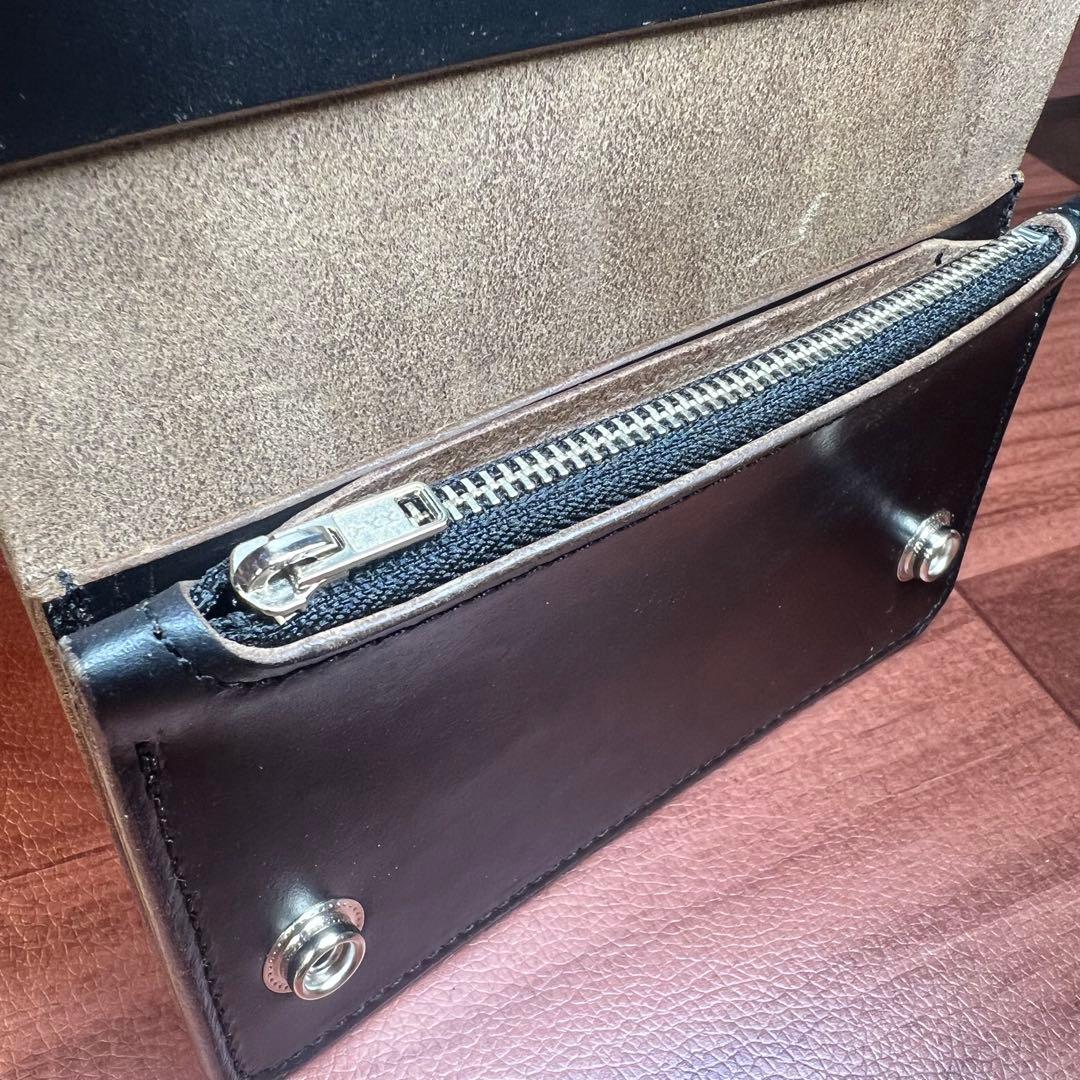 【トラッカーウォレット ミドル 2層】 クロムエクセル 茶芯 ブラック シルバー