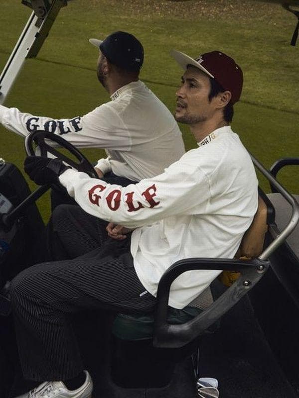 XL 25AW キャプテンズヘルム ゴルフ 長袖 モックネック Tシャツ 白/紺