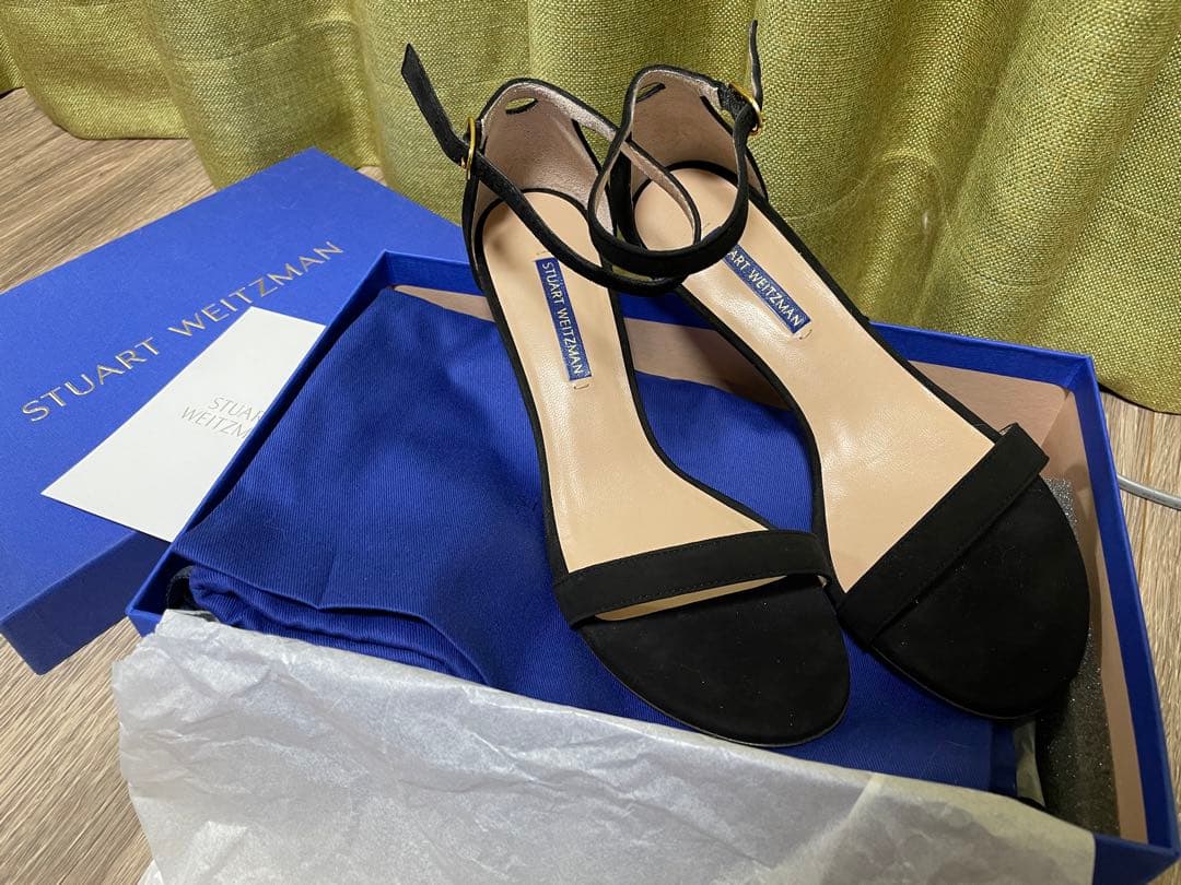 Maryスチュアート ワイツマン　黒ストラップ　サンダル37.5/24.5
