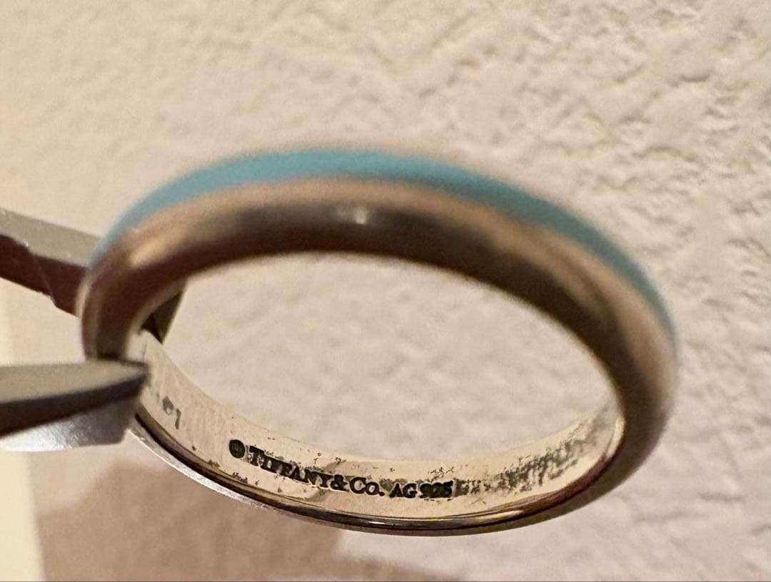 ティファニー ブルーエナメルラインリング 7号　AG925 バンドリング