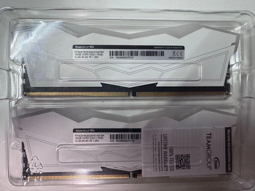 TEAM DDR5 メモリ 32GB(16GB 2枚) 5200MHz