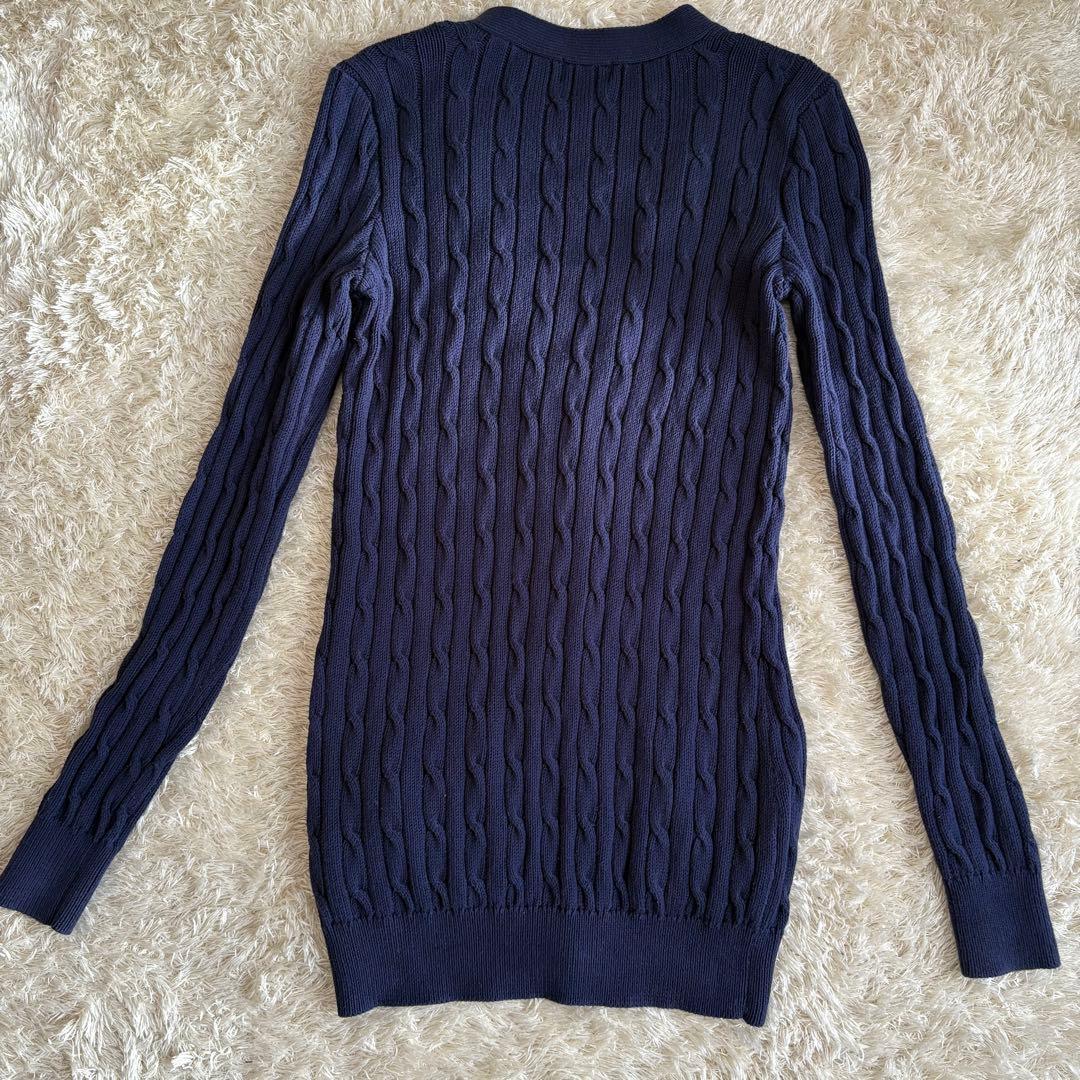数回着 ラルフローレン コットンケーブルニットカーディガン ネイビー 定番