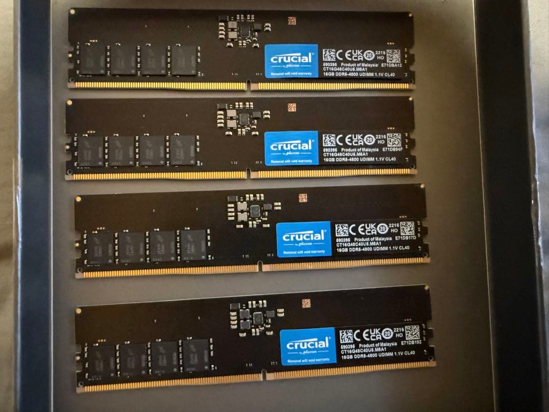 【中古】CRUCIAL DDR5-4800MHz 64GB (16GB×4)