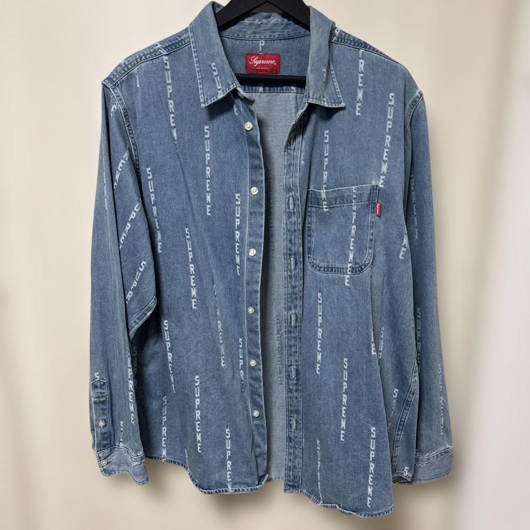 トップス Supreme Logo Stripe Jacquard Denim Shirt