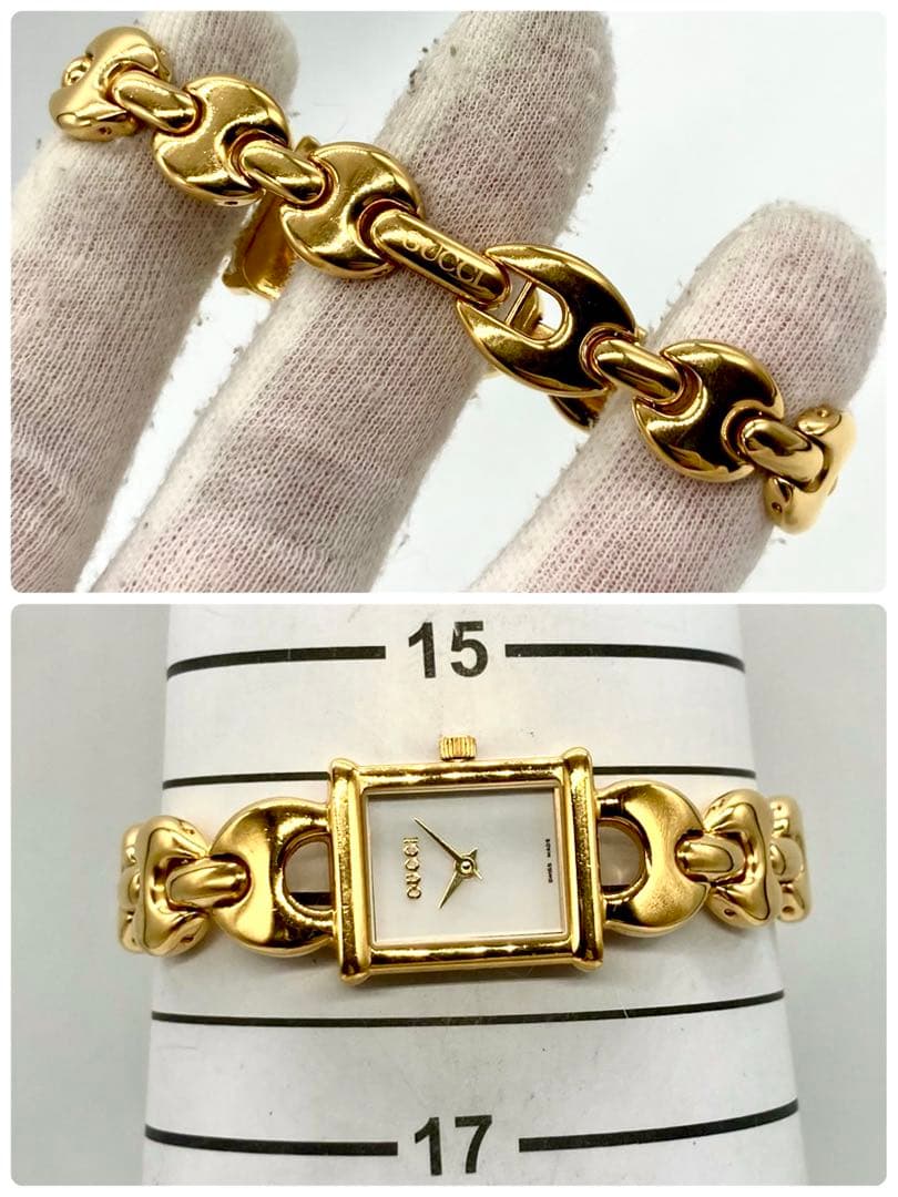 【稼動】 グッチ 腕時計 チェンジベルト 1800L 交換ベルト3色 ゴールド