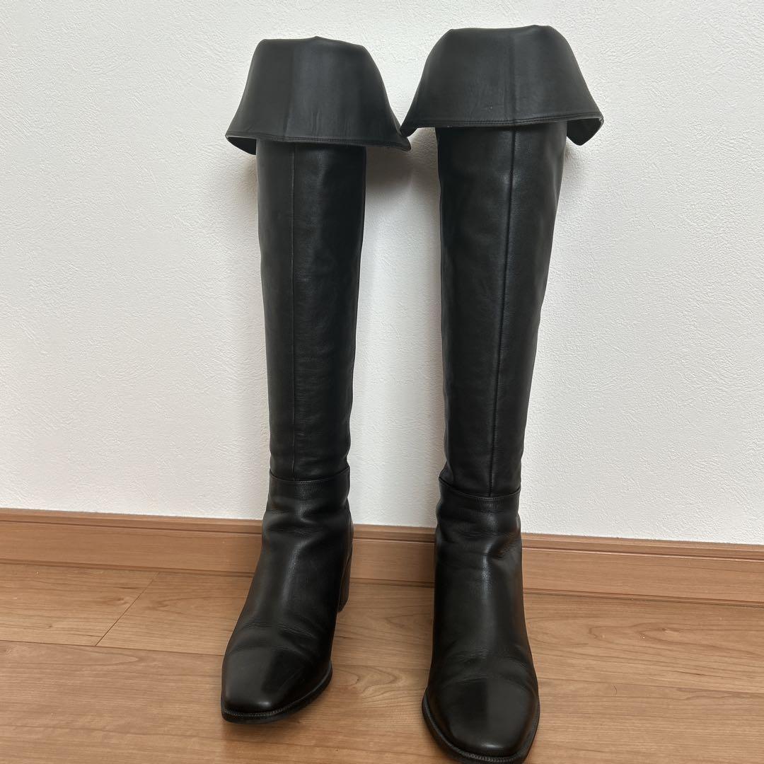 ダイアナ　24.5 ブラックレザー ニーハイブーツ