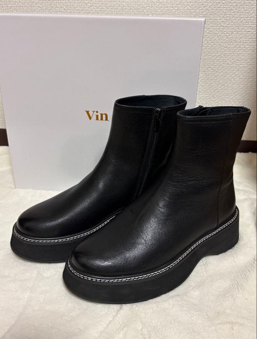 【Vin】本革 ボリュームソールレザーショートブーツ 新品未使用 ヤマダヤ☆