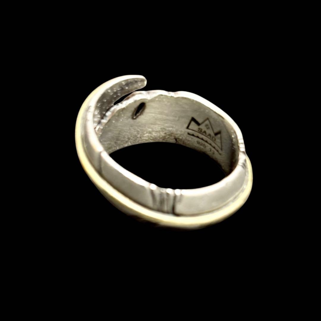 【良品】 SAAD サード リング シルバー 925 フェザー ツイスト メンズ