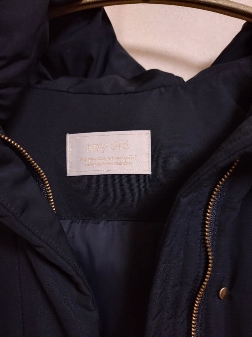 エニィスィス　2WAYドロストフーディミドルダウン　L　ネイビー　anySiS