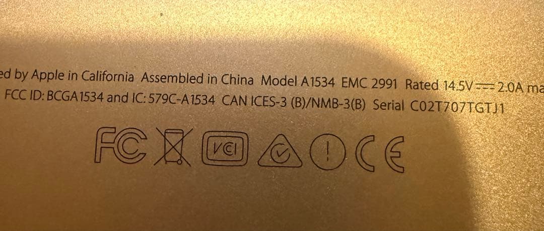 Apple MacBook ゴールド 英語配列 A1534 12inch