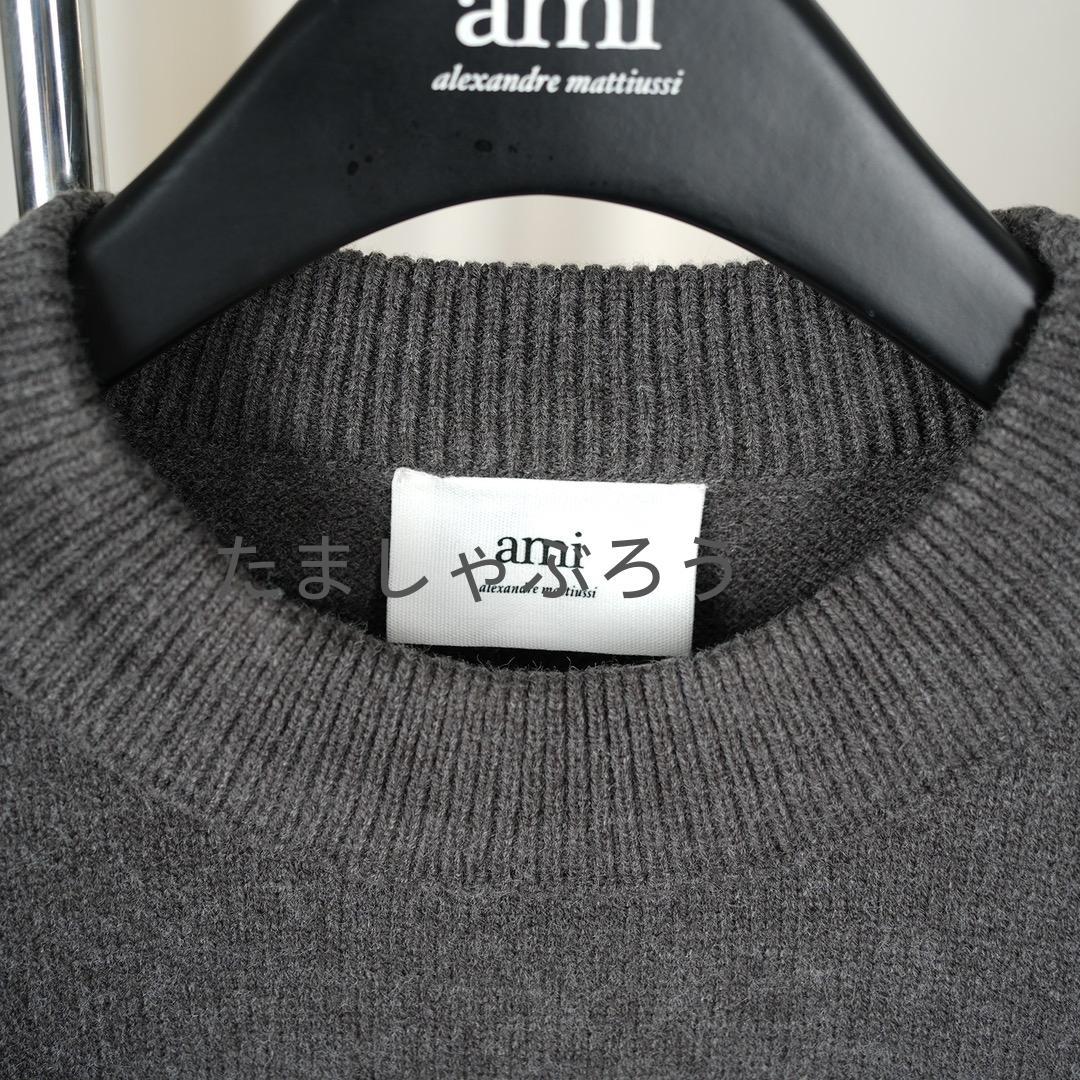 AMI PARIS ハート刺繍 クルーネックニットセーター 秋冬 ユニセックス