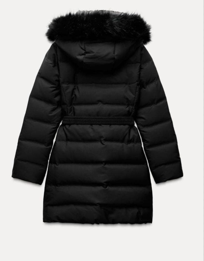 ZARA ベルト付きフードダウンジャケット S