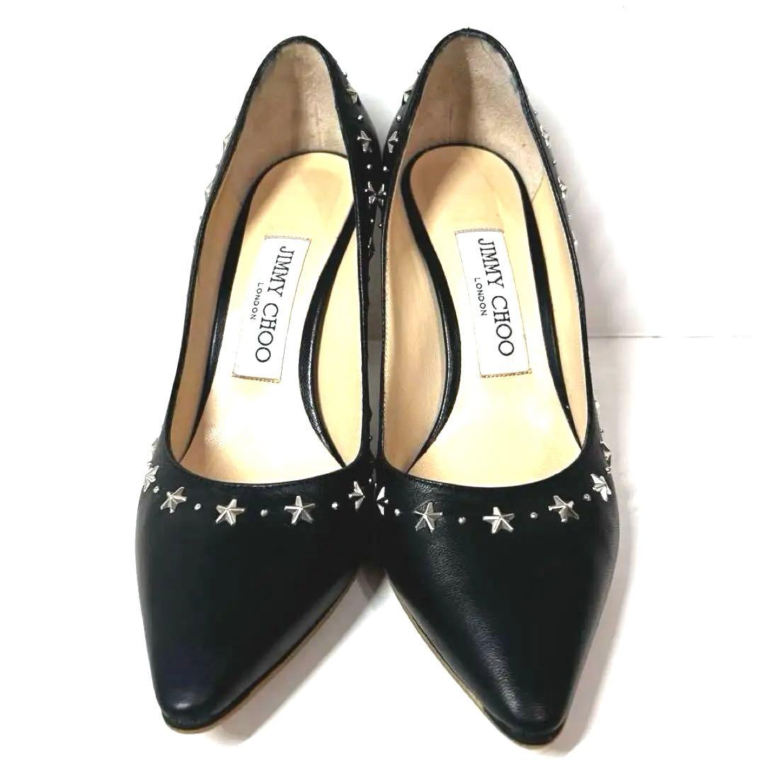 極美品　JIMMY CHOO スタッズ　パンプス ブラック35 1/2