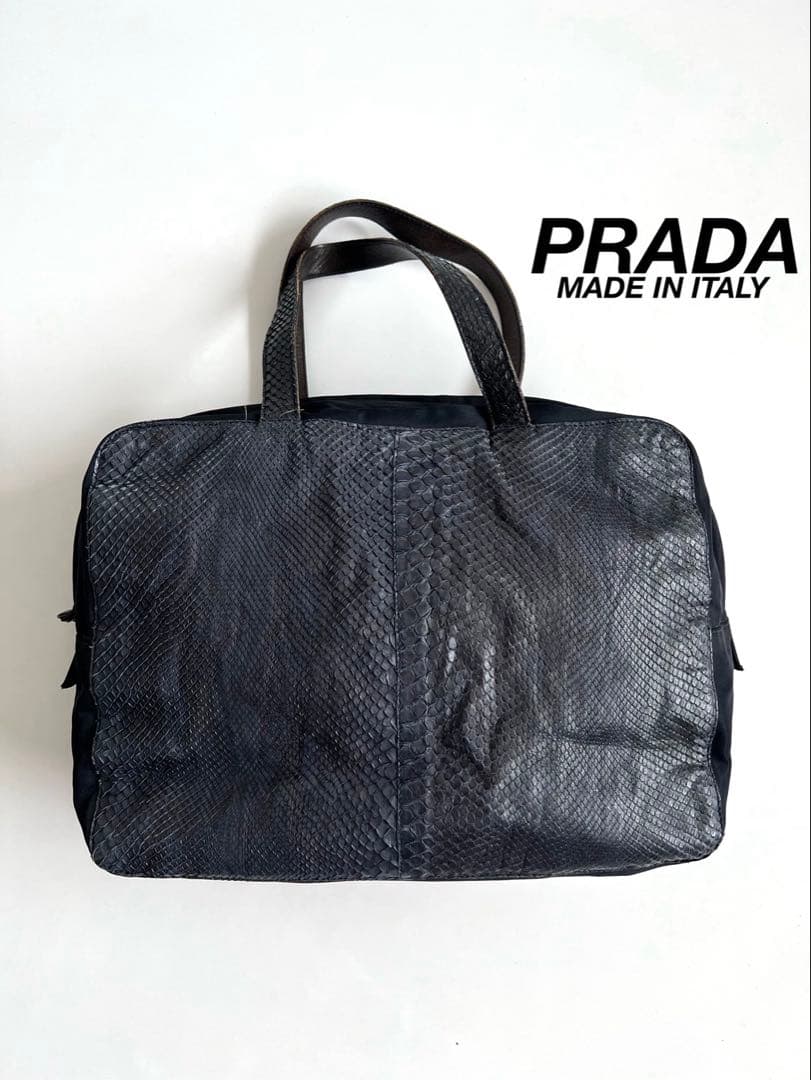 バッグ PRADA PYTHON MINI BOSTON TOTE HAND BAG