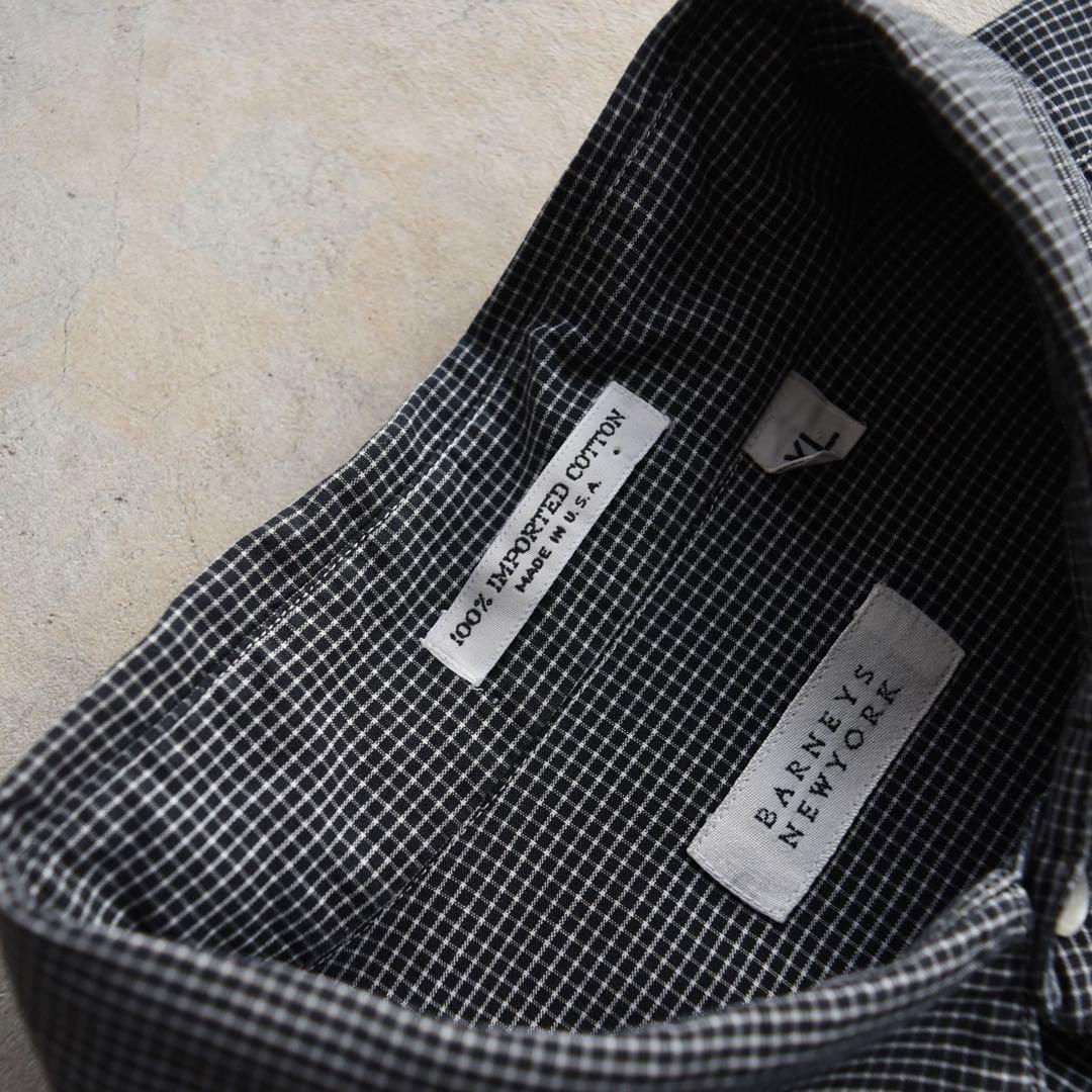 90s バーニーズニューヨーク グラフチェック長袖シャツ XL USA製 黒白