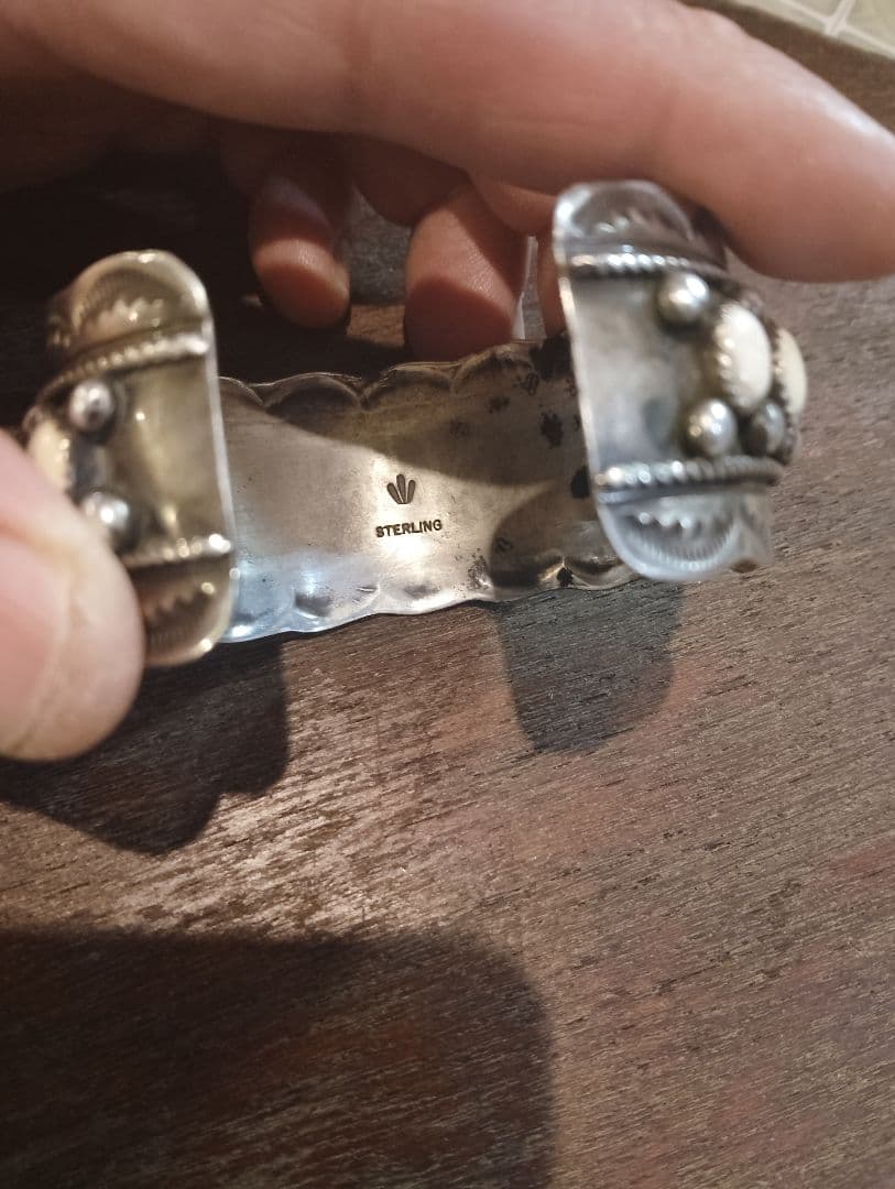 ま*】様 総重量57.7g　ホワイトバッファロー特注ブレス　ナバホ　ズニ　キムタ