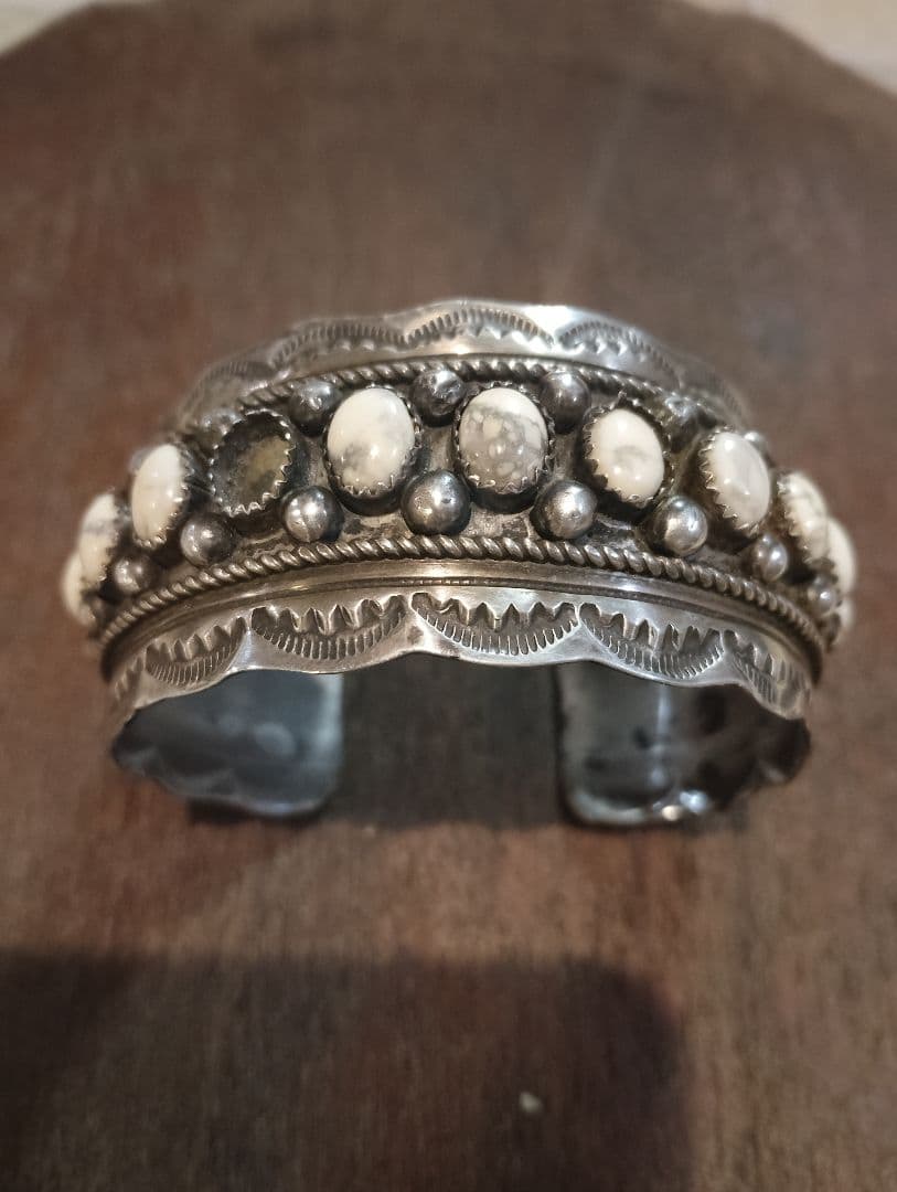 ま*】様 総重量57.7g　ホワイトバッファロー特注ブレス　ナバホ　ズニ　キムタ