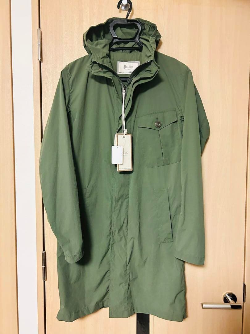 K*n様 未使用タグ付き HERNO フード付きナイロンコート オリーブ 46