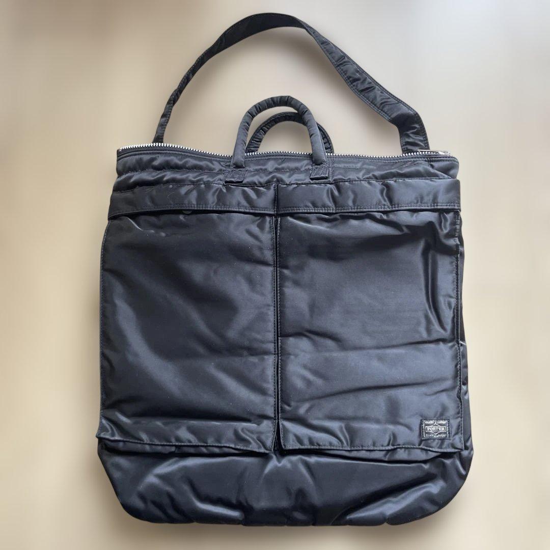 POTER TANKER ヘルメットバッグ ブラックナイロンショルダーバッグ