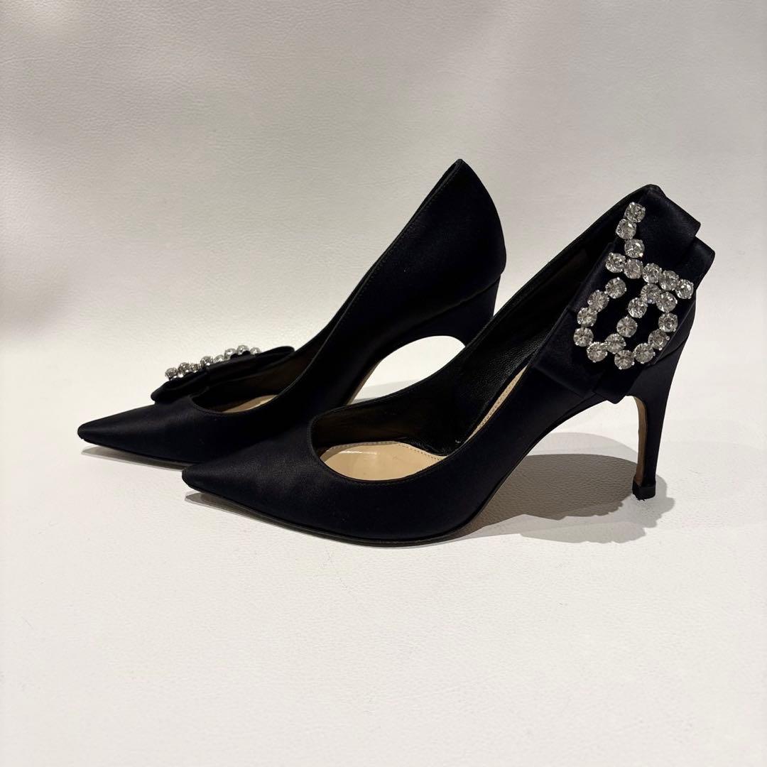 セルジオロッシ sr Twentyコレクション サテン パンプス ビジュー 黒