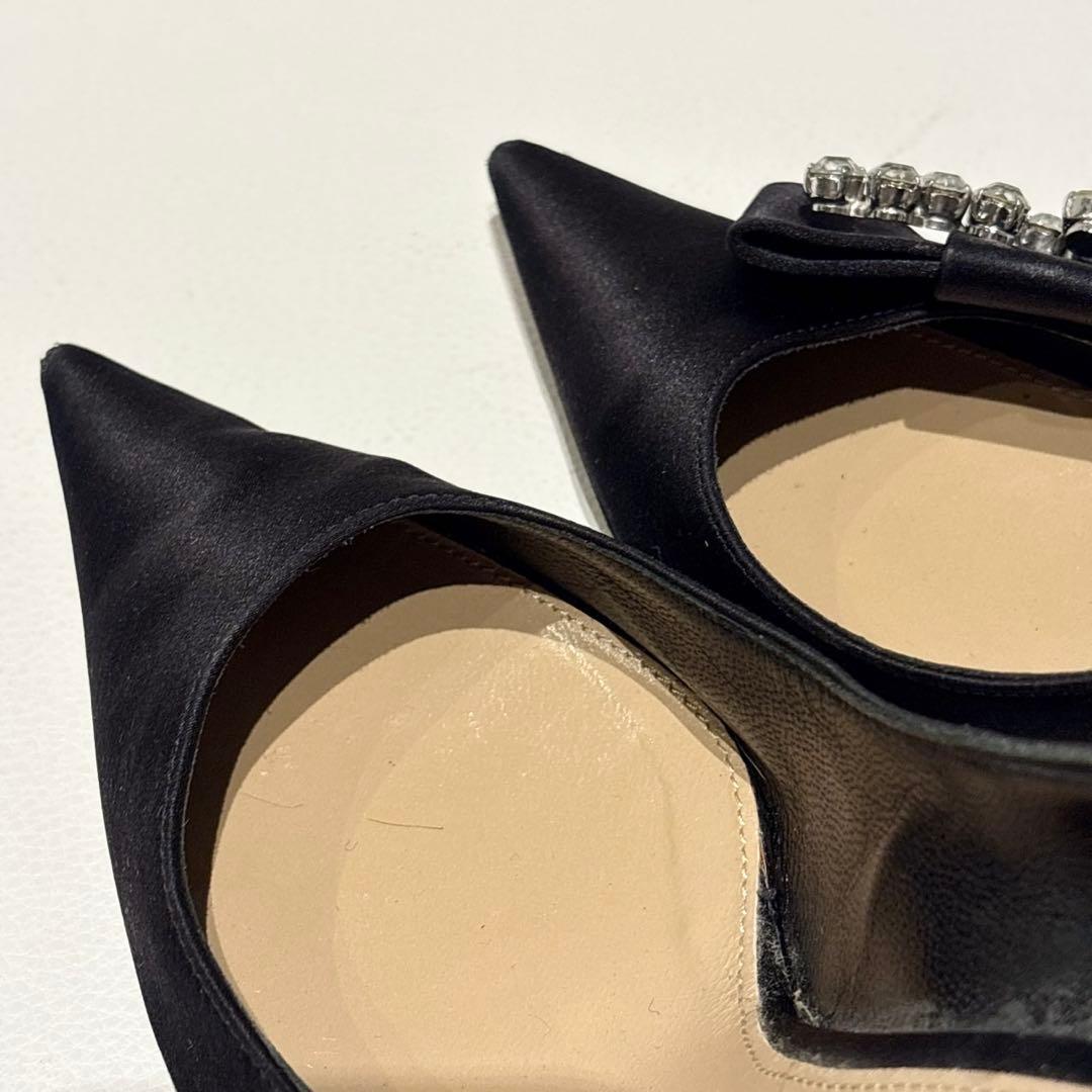 セルジオロッシ sr Twentyコレクション サテン パンプス ビジュー 黒